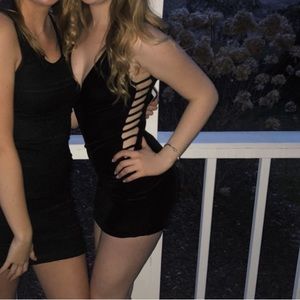 gLARE Black Bodycon Dress With Cut Outs on the Sides